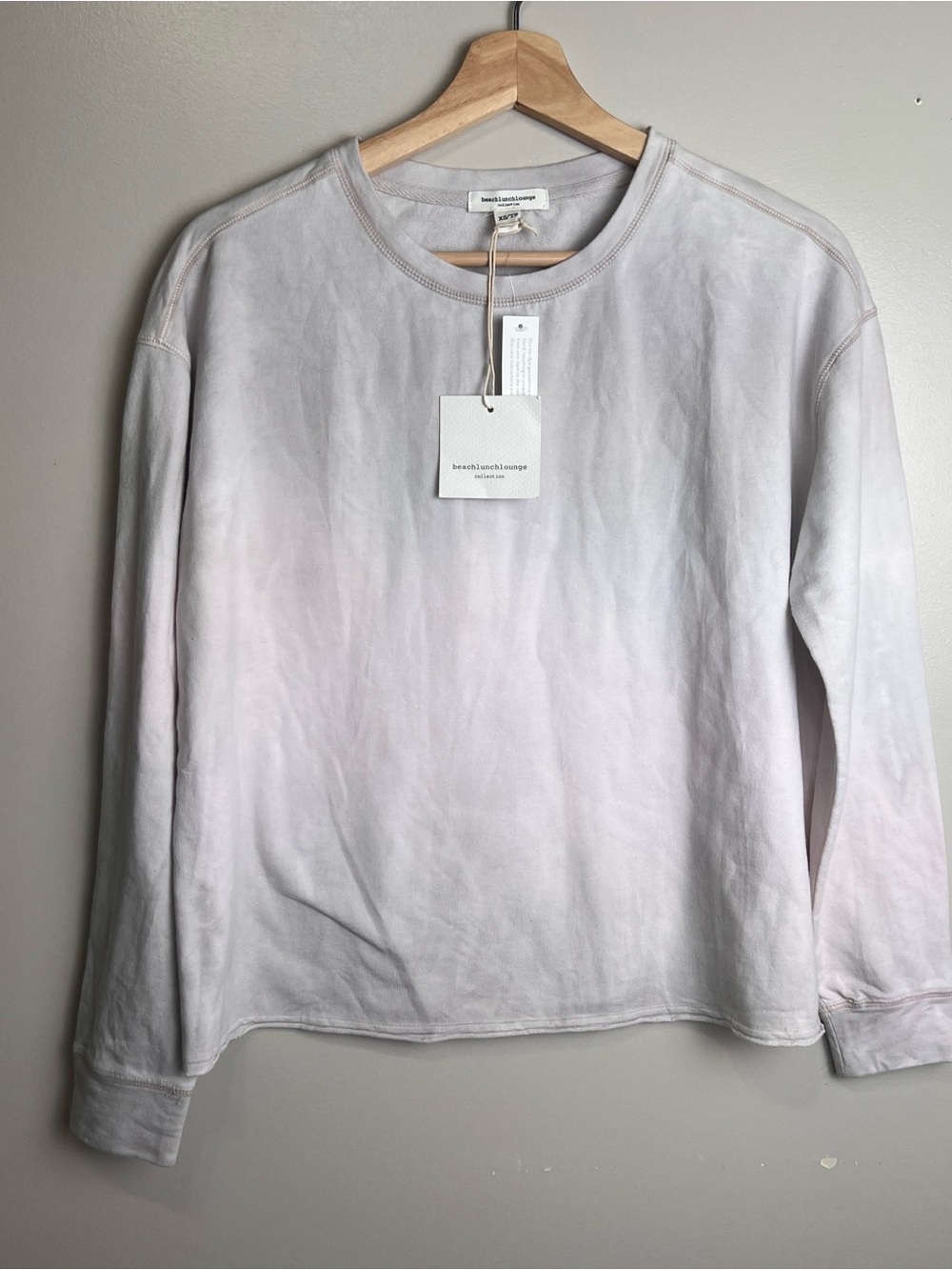 Beach Lunch Lounge Collection Soft Grey Tie-Dye Talise Pullover Size XS, NWOT
